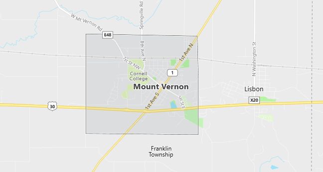 Map of Mount Vernon, IA