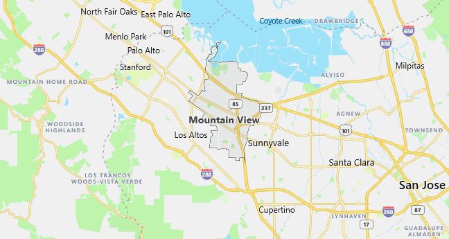 Map of Mountain View, CA