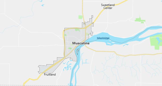 Map of Muscatine, IA