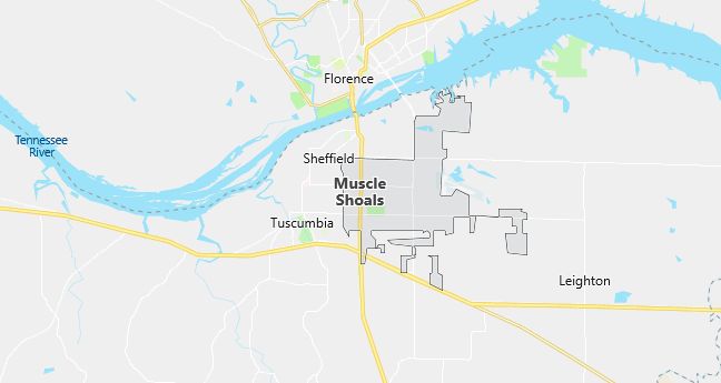 Map of Muscle Shoals, AL