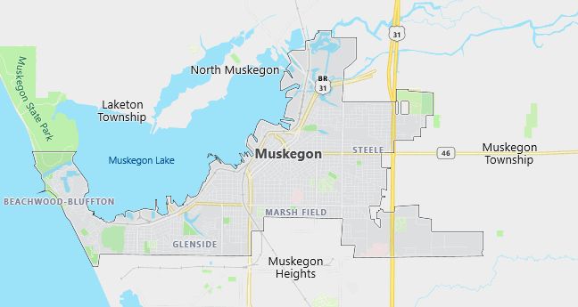 Map of Muskegon, MI