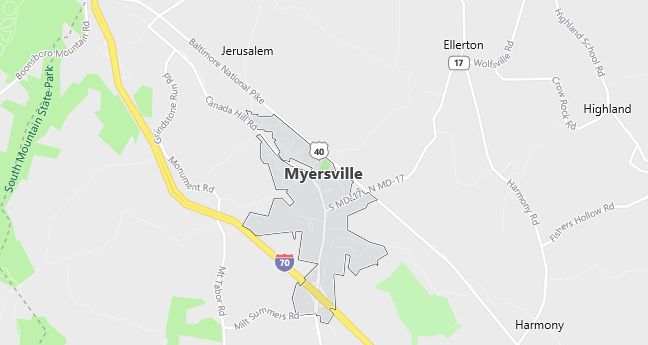 Map of Myersville, MD