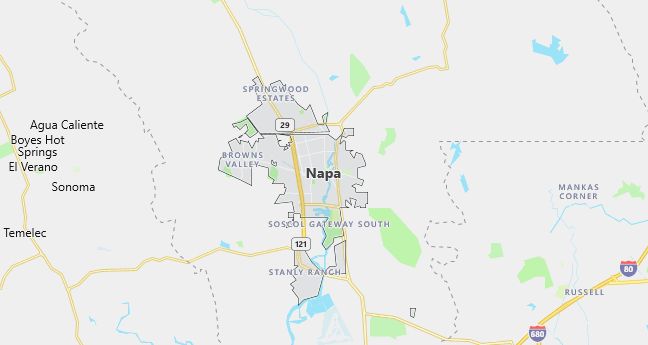 Map of Napa, CA