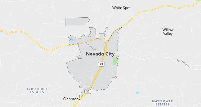 Map of Nevada City, CA