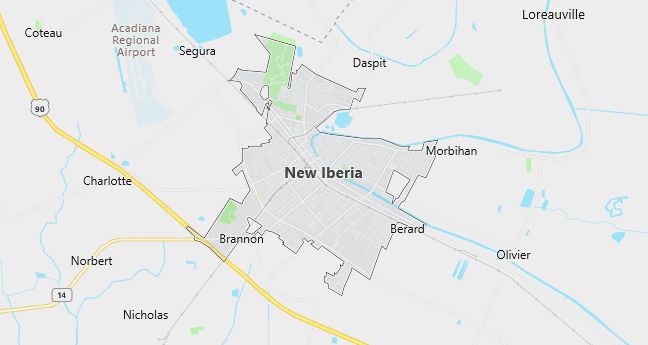 Map of New Iberia, LA