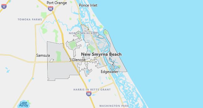 Map of New Smyrna Beach, FL