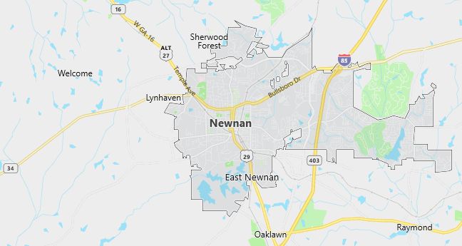 Map of Newnan, GA