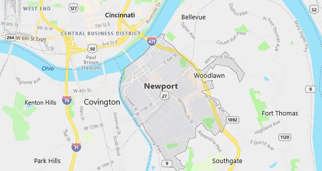 Map of Newport, KY