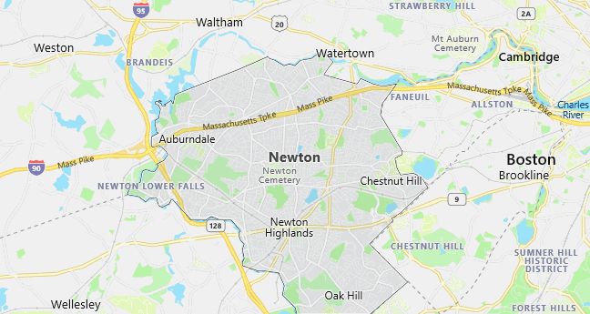 Map of Newton, MA