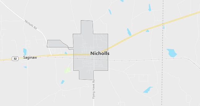 Map of Nicholls, GA