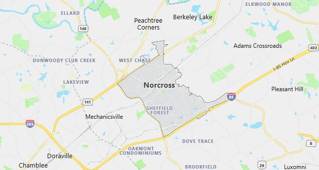 Map of Norcross, GA