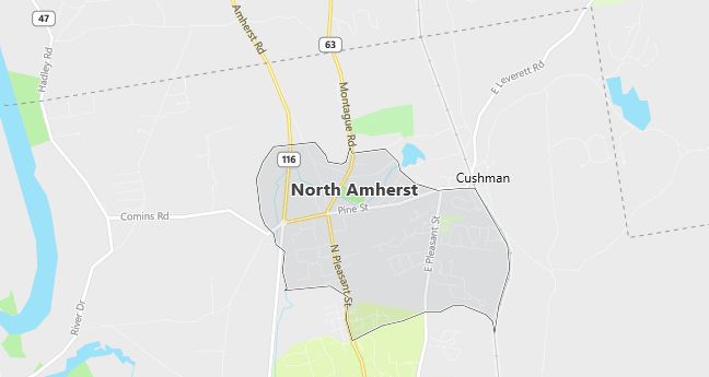 Map of North Amherst, MA