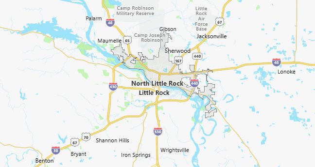 Map of North Little Rock, AR