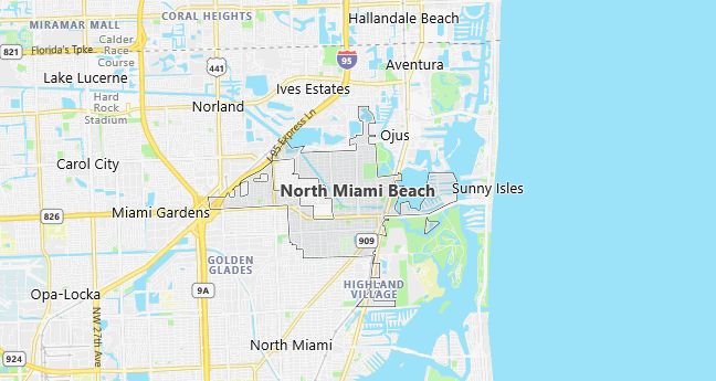 Map of North Miami Beach, FL