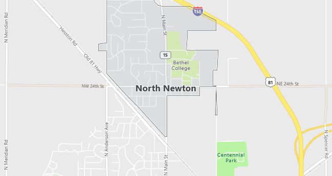 Map of North Newton, KS