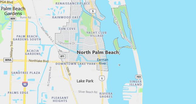 Map of North Palm Beach, FL