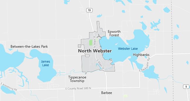 Map of North Webster, IN