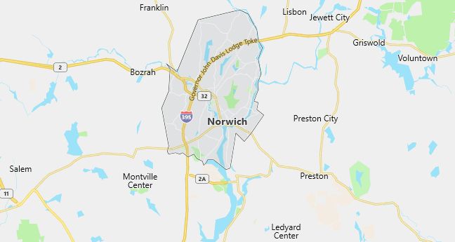 Map of Norwich, CT