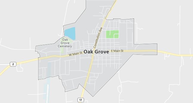 Map of Oak Grove, LA