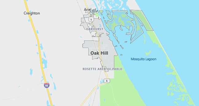 Map of Oak Hill, FL