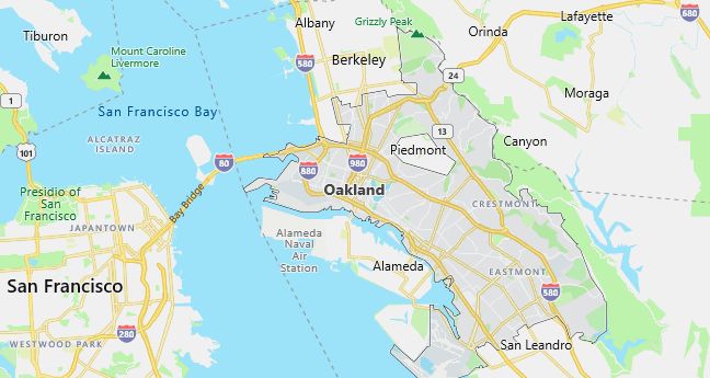 Map of Oakland, CA