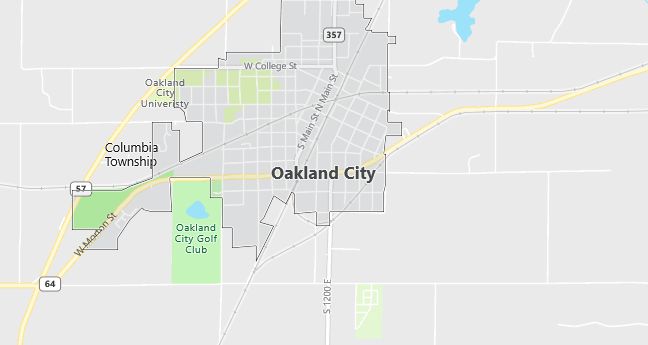 Map of Oakland City, IN