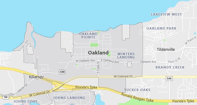 Map of Oakland, FL