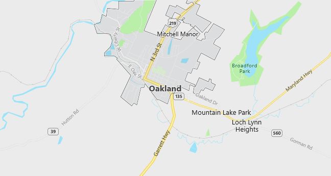 Map of Oakland, MD