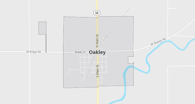 Map of Oakley, MI