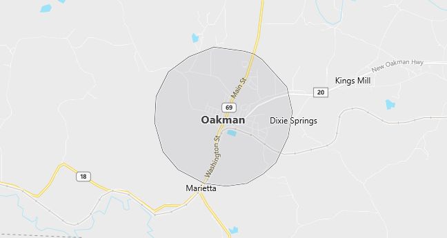 Map of Oakman, AL