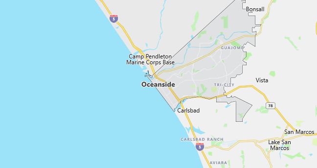 Map of Oceanside, CA