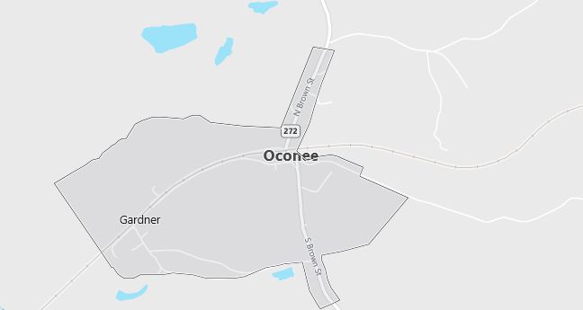 Map of Oconee, GA