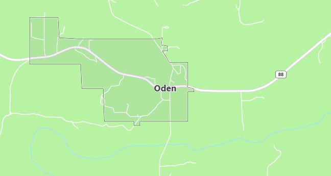 Map of Oden, AR