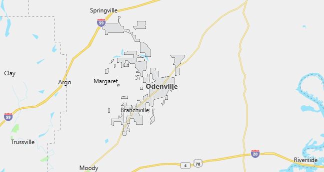 Map of Odenville, AL