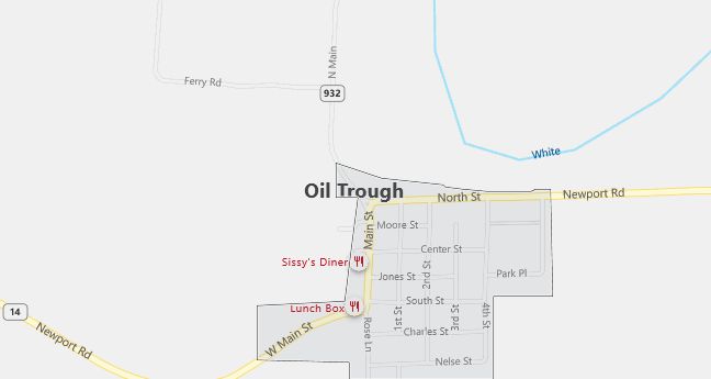 Map of Oil Trough, AR