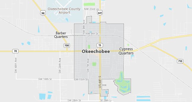 Map of Okeechobee, FL