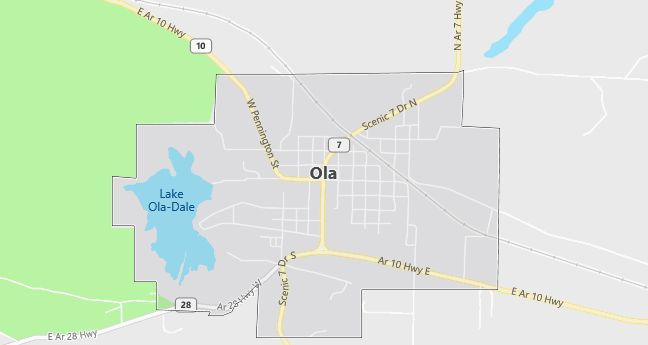 Map of Ola, AR