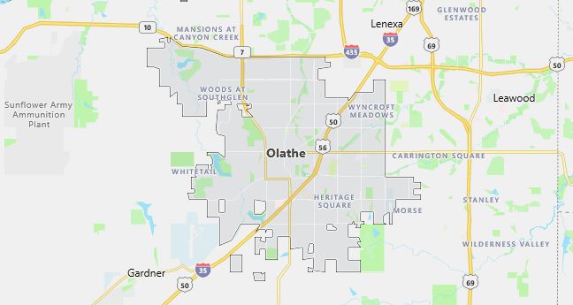 Map of Olathe, KS