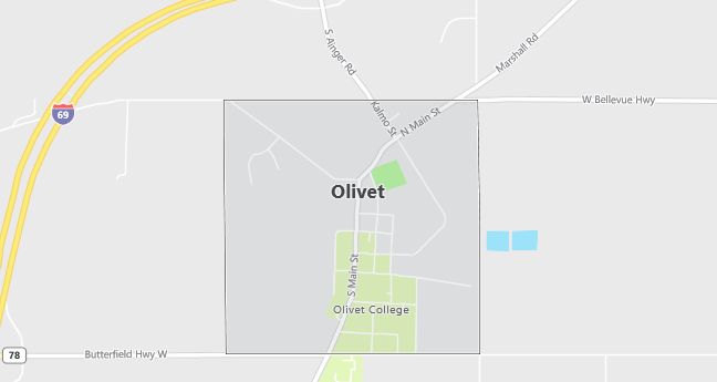 Map of Olivet, MI