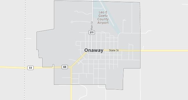 Map of Onaway, MI