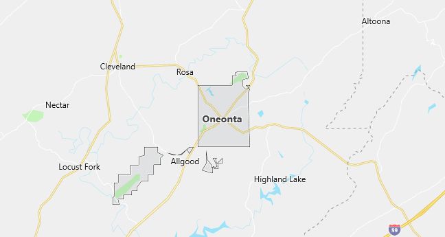 Map of Oneonta, AL