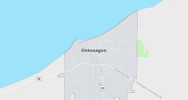 Map of Ontonagon, MI