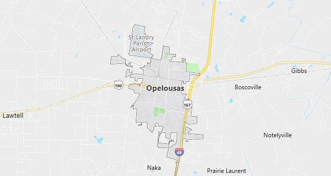 Map of Opelousas, LA