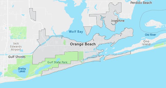 Map of Orange Beach, AL