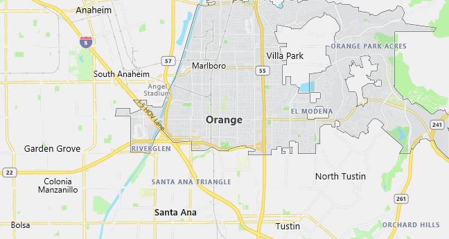 Map of Orange, CA