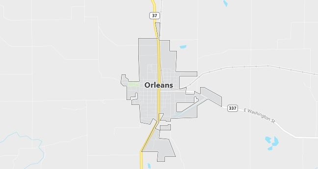 Map of Orleans, IN