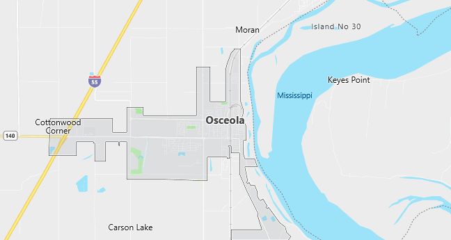 Map of Osceola, AR