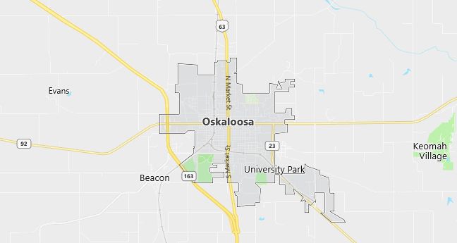 Map of Oskaloosa, IA