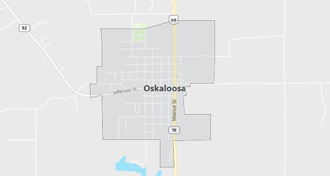 Map of Oskaloosa, KS