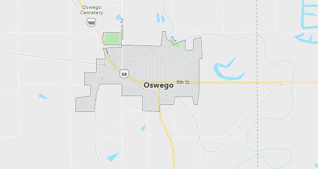 Map of Oswego, KS